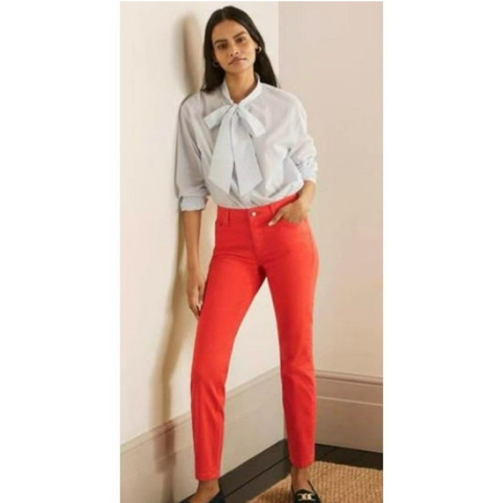 Boden Cambridge Jeans Womens 8L Coral Orange Slim Straight Ankle Pants